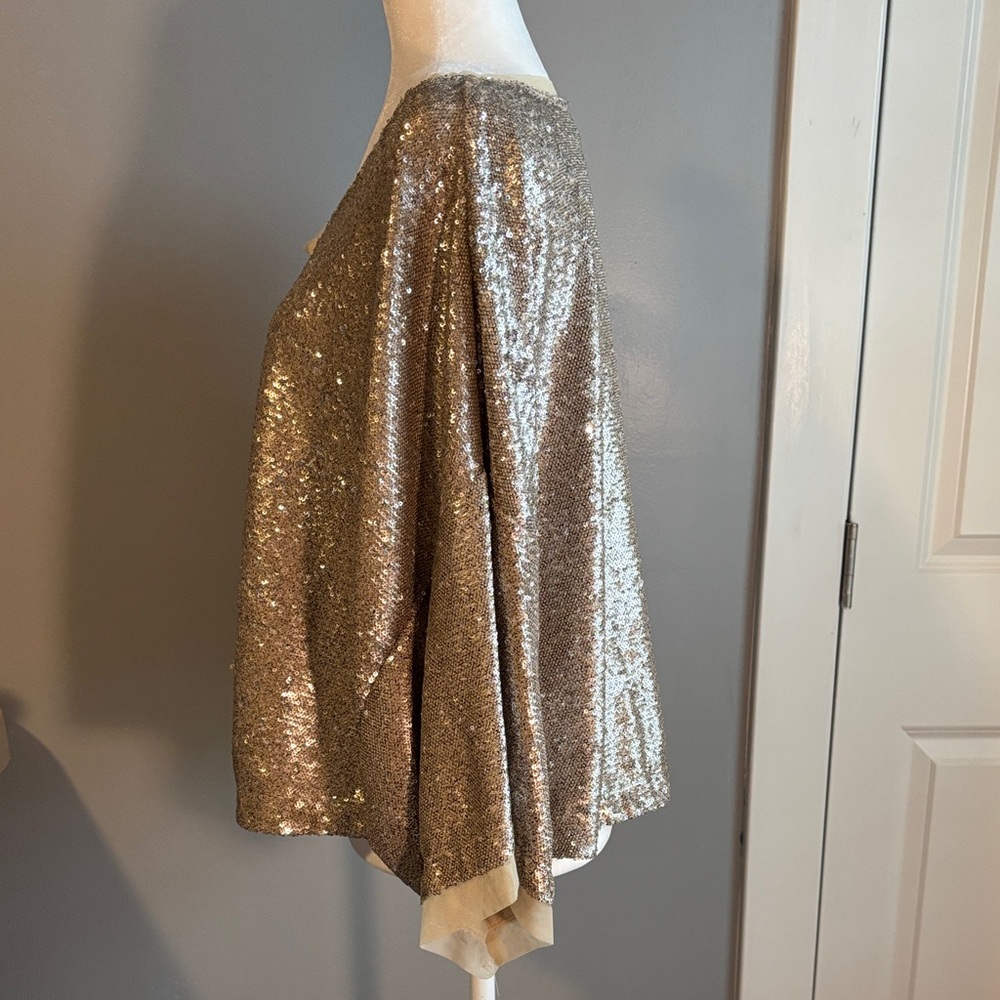 Free People Shimmering Gold Sequin Knit Top - Picture 3 of 9